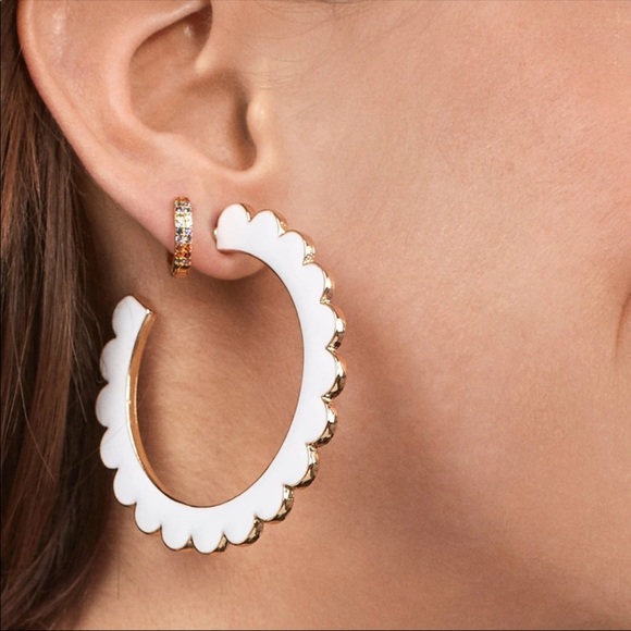 • Eden • Scalloped Enamel Hoops - Picture 2 of 4